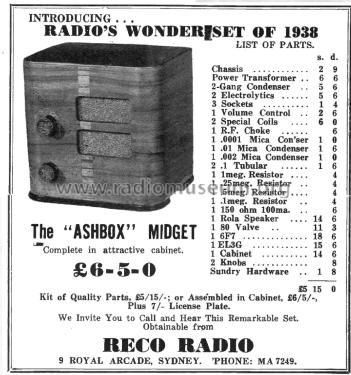 Ashbox Midget ; Ashbox Brand, Reco (ID = 2611238) Radio