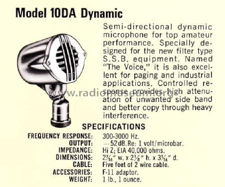 10-DA Dynamic ; Astatic Corp.; (ID = 1899141) Microphone/PU