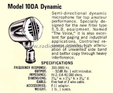 10-DA Dynamic ; Astatic Corp.; (ID = 1899141) Microfono/PU