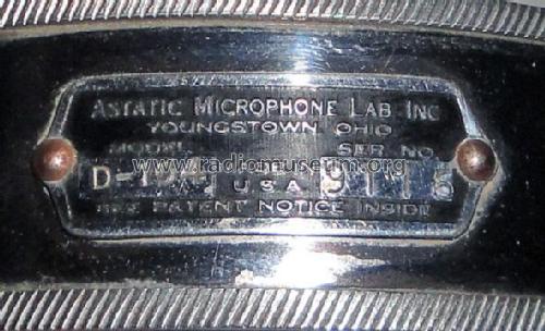 Crystal Microphone D-104; Astatic Corp.; (ID = 2393000) Microphone/PU