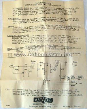 Equalizer-Amplifier EA-1; Astatic Corp.; (ID = 1841527) Ampl/Mixer