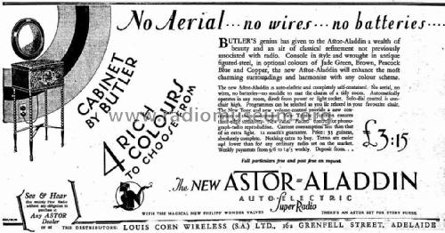 Aladdin Electric ; Astor brand, Radio (ID = 2155282) Radio