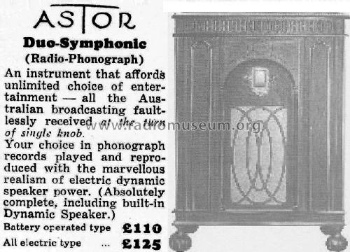 Duo-Symphonic ; Astor brand, Radio (ID = 2155639) Radio