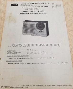Transistor P20R; Astor brand, Radio (ID = 2830931) Radio