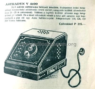 Astradyn V 4100; Astra; Budapest (ID = 1287991) Radio