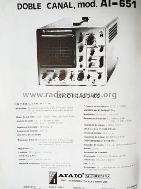 Oscilloscope AI-651; Ataio Ingenieros, S. (ID = 2564247) Equipment