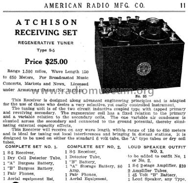 Atchison Receiving Set Regenerative Tuner Type S-5; Atchison Radio & (ID = 1486322) Radio