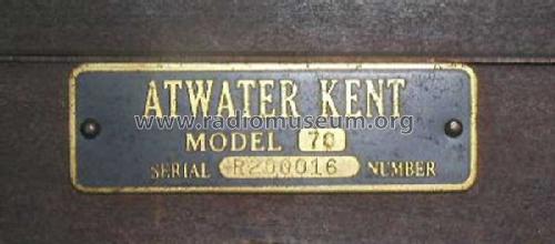 70 Console; Atwater Kent Mfg. Co (ID = 257610) Radio