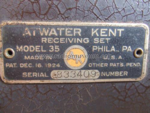 8100A Model 35A; Atwater Kent Mfg. Co (ID = 1395581) Radio