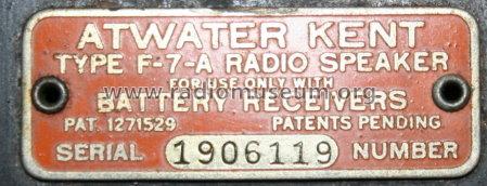 F7A table speaker; Atwater Kent Mfg. Co (ID = 1054311) Parlante