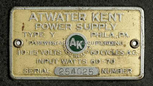 Power Supply Type Y; Atwater Kent Mfg. Co (ID = 297824) Power-S