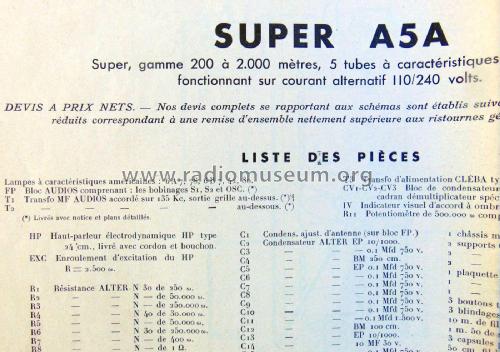 Super A5A; Au Pigeon Voyageur, (ID = 2159324) Radio