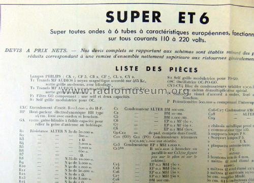 Super ET6; Au Pigeon Voyageur, (ID = 2158888) Radio