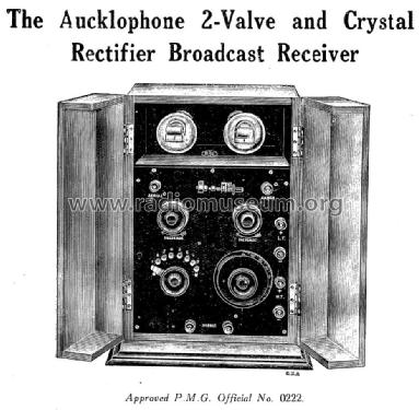 Aucklophone 2-Valve Receiver G.P.O. Type No. 0222; Auckland, G. Z. & (ID = 1535989) Radio