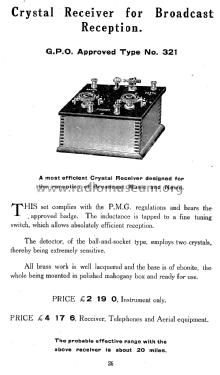 Crystal Receiver G.P.O. Type No. 321; Auckland, G. Z. & (ID = 1535951) Cristallo