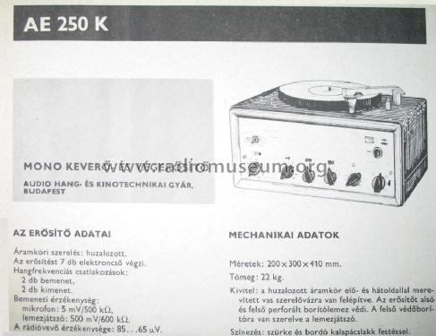 Audio Amplifier AE-250K; Audio Kino és (ID = 1473344) Radio