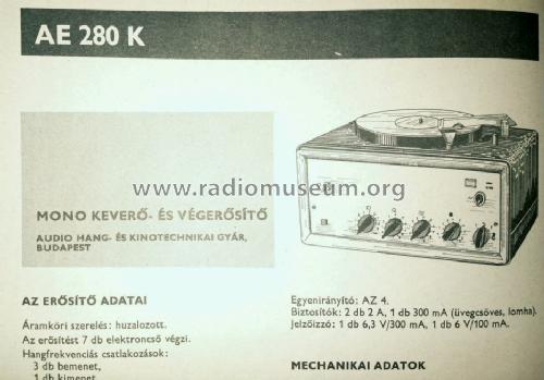 Audio Amplifier AE 280; Audio Kino és (ID = 1473834) Radio