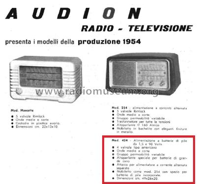 Radioricevitore a Batterie 424; Audion; Bologna (ID = 3000840) Radio