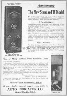 Pocket Radio Model Standard B; Auto Indicator Co.; (ID = 1279942) Radio