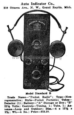 Pocket Radio Model Standard B; Auto Indicator Co.; (ID = 1955207) Radio