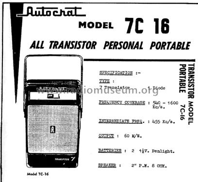 7C16; Autocrat Radio Ltd.; (ID = 2975299) Radio