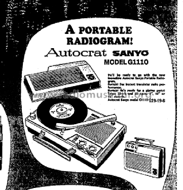 Autocrat Sanyo Portable Radio Phono G1110; Autocrat Radio Ltd.; (ID = 2979741) Radio