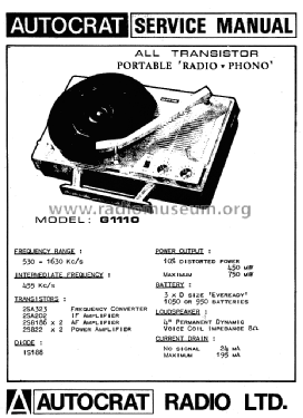 Autocrat Sanyo Portable Radio Phono G1110; Autocrat Radio Ltd.; (ID = 2979744) Radio