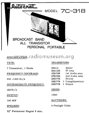 Seven Transistor 7C-318; Autocrat Radio Ltd.; (ID = 2979367) Radio