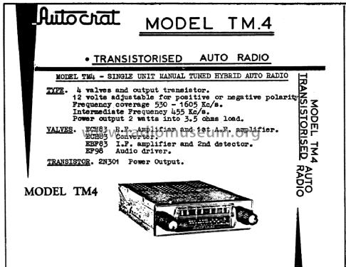 TM4; Autocrat Radio Ltd.; (ID = 2981862) Car Radio