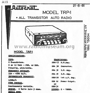 TRP1; Autocrat Radio Ltd.; (ID = 2977408) Car Radio