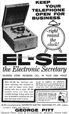 EL-SE, Electronic Secretary, Answering machine LC1; Automatic Electric (ID = 2952805) Telephony