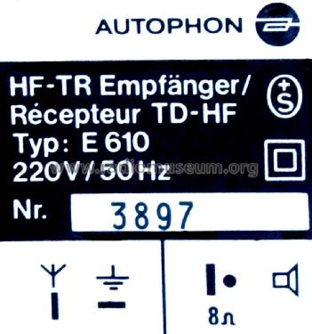 Alouette HF-TR Empfänger TD-HF E610; Autophon AG inkl. (ID = 1343034) Radio