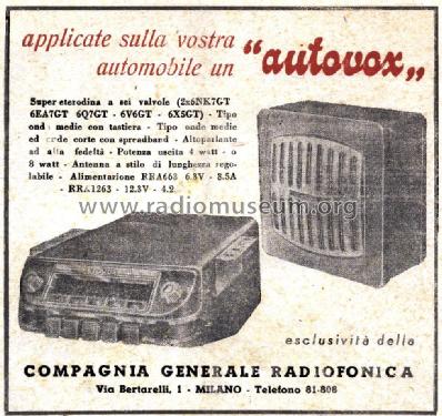 RRA1263; Autovox SPA; Roma (ID = 2463697) Car Radio