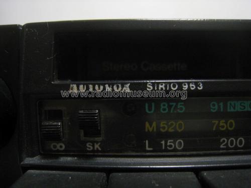 Sirio 963; Autovox SPA; Roma (ID = 2026563) Car Radio