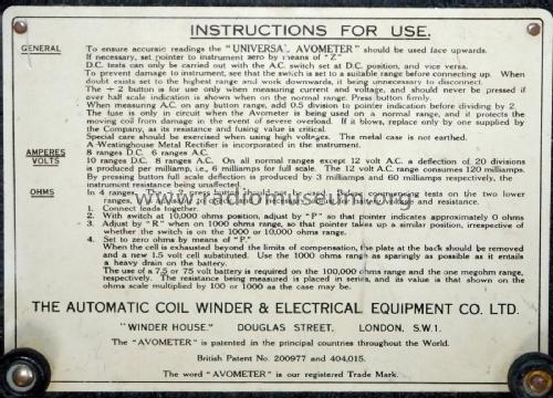 Universal AvoMeter 5; AVO Ltd.; London (ID = 2146279) Equipment