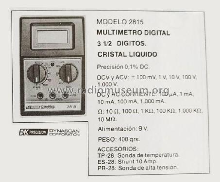 Digital Multimeter 2815; B&K Precision, (ID = 2562482) Equipment