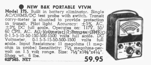 VTVM 175; B&K Precision, (ID = 3105874) Equipment