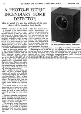 Photo-Electric Incendiary Bomb Detector. ; Baird brand - John (ID = 2888365) Misc