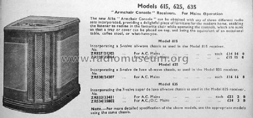 Armchair Console Receiver 615; Alba Brand Balcombe (ID = 2932740) Radio