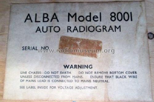 Alba 8001 Ch= PW32; Alba Brand Balcombe (ID = 1951787) Radio