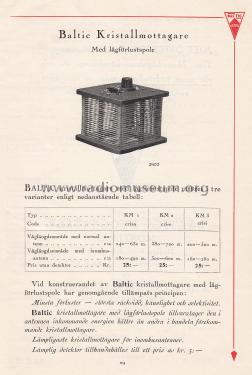 Kristallmottagare - Crystal Receiver KM1, KM2, KM3; Baltic; Stockholm (ID = 2229908) Galena