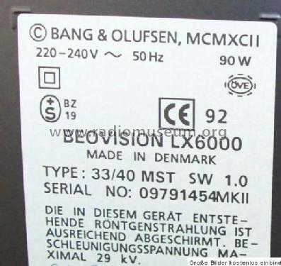 Beovision LX6000 Mk II 33/40 MST SW 1.0; Bang & Olufsen B&O; (ID = 1817811) Television