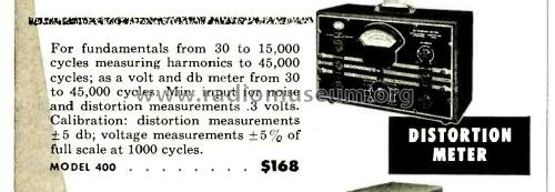 400 Audio Distortion Meter; Barker & Williamson (ID = 3081537) Equipment