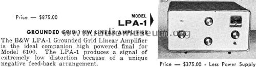 Linear Amplifier LPA-1; Barker & Williamson (ID = 2081844) Amateur-D