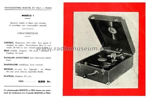 Phonographe Modèle I ; Barthe Radio, Barthe (ID = 2316982) TalkingM