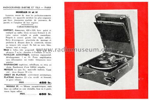 Phonographe Modèle IV ; Barthe Radio, Barthe (ID = 2316980) TalkingM