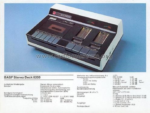 HiFi-Stereo-Deck 8200; BASF, Badische (ID = 1597068) Ton-Bild
