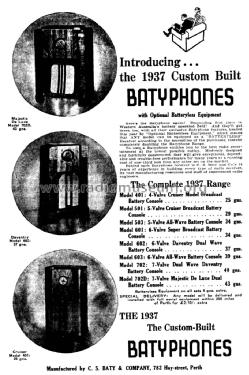 6-Valve Broadcast Battery Console 601; Batyphone, C.S. Baty (ID = 1694487) Radio