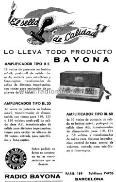 BL-30; Radio Bayona; (ID = 1394899) Ampl/Mixer