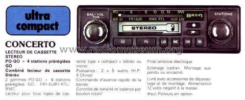 Concerto ; Bazin Électronic, (ID = 2096962) Car Radio